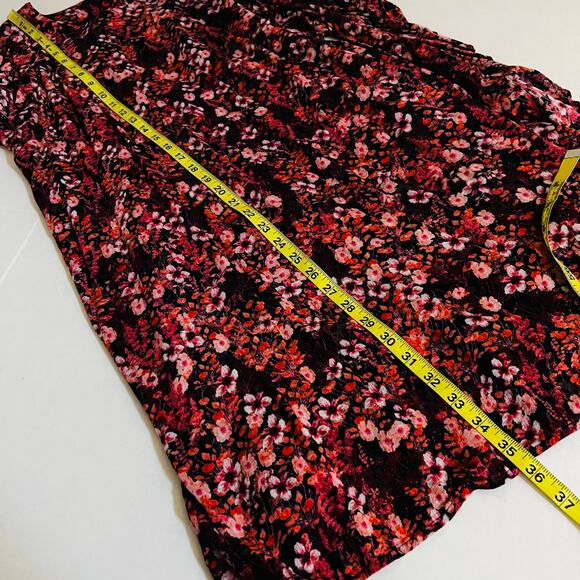 H&M Floral Ruffle Long Sleeve Shift Dress Size 14 Brown Multi - Picture 6 of 7